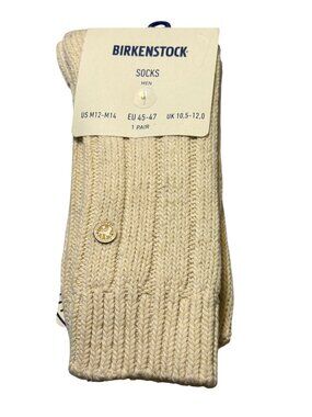 Birkenstock Mens Cotton Twist Socks Off White OEKO-TEX Sz US M 12-14 NWT